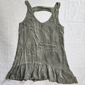 Braeve Womens S Green Tank Top Sleeveless Ruffle Hem Tunic Shirt Made In USA